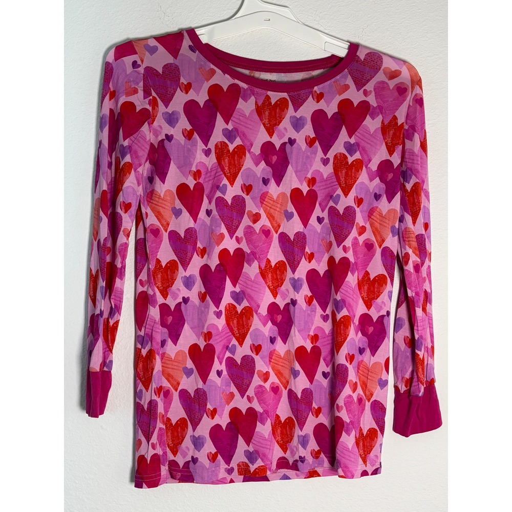 Little Sleepies Pink Purple Heart Bamboo Pajama Top Size 16 Kids Lunaluxe LS